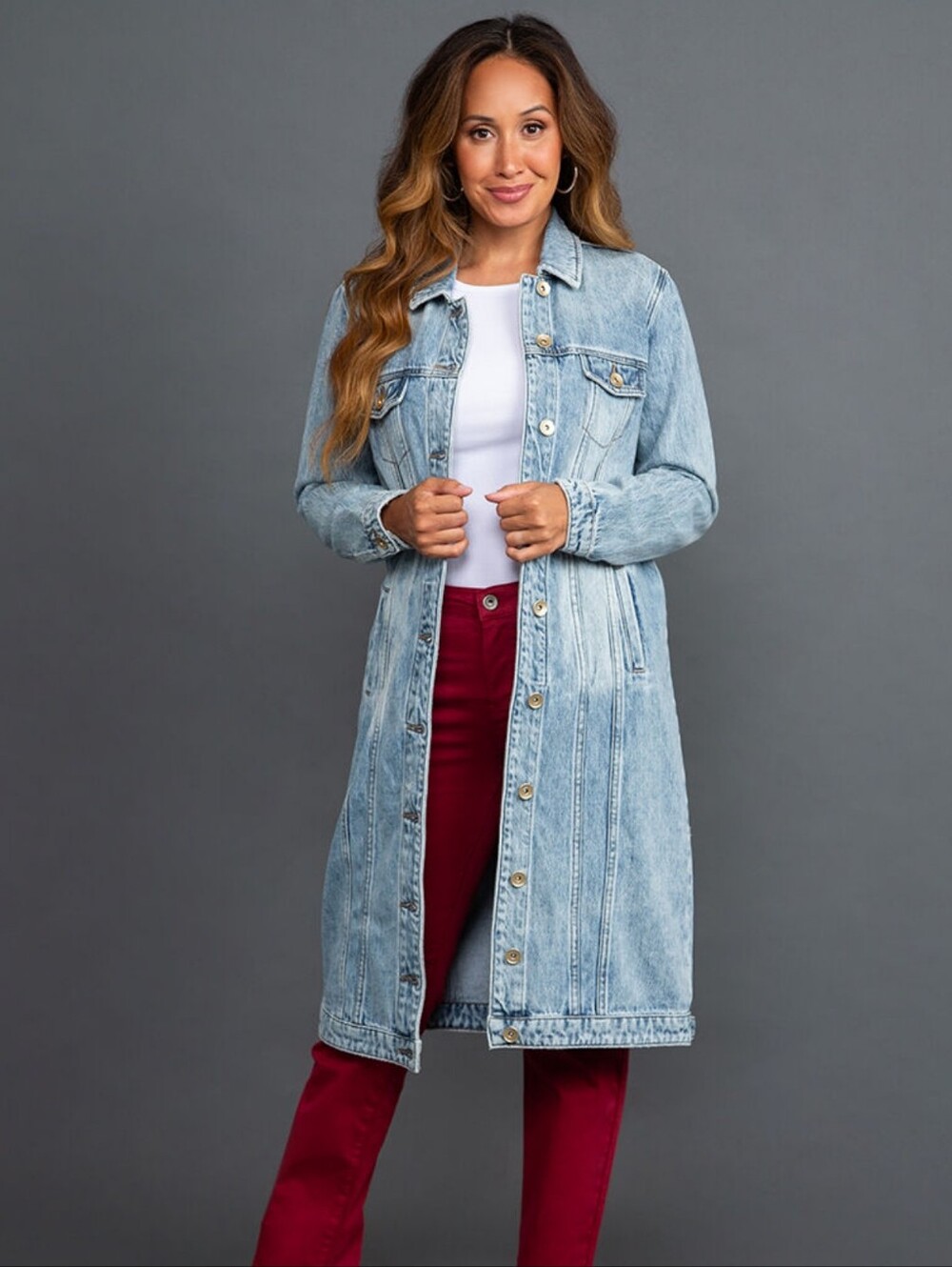 Love Tree Light Wash Denim Duster Jacket